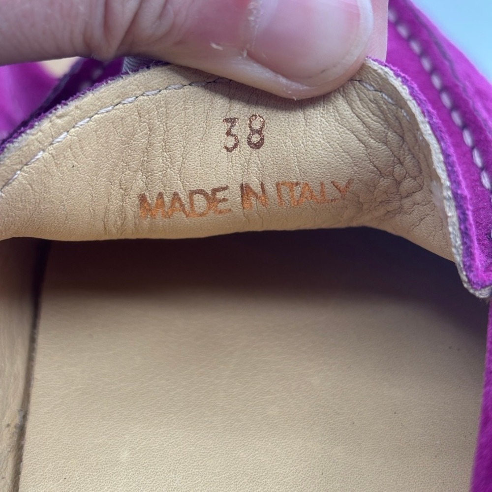 M.Gemi Felize Loafers Sz 38 Magenta Suede Driving Moccasins Italian Quiet Luxury - Picture 7 of 9